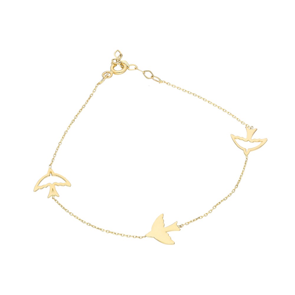 Glorria 14k Solid Gold Ankle Bird Bracelet