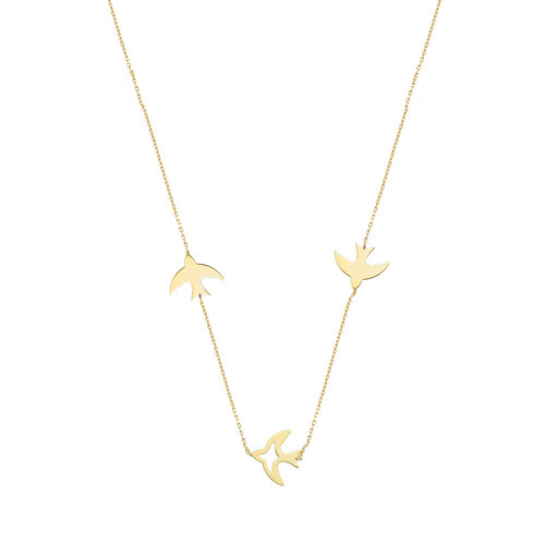 Glorria 14k Solid Gold Ankle Bird Necklace