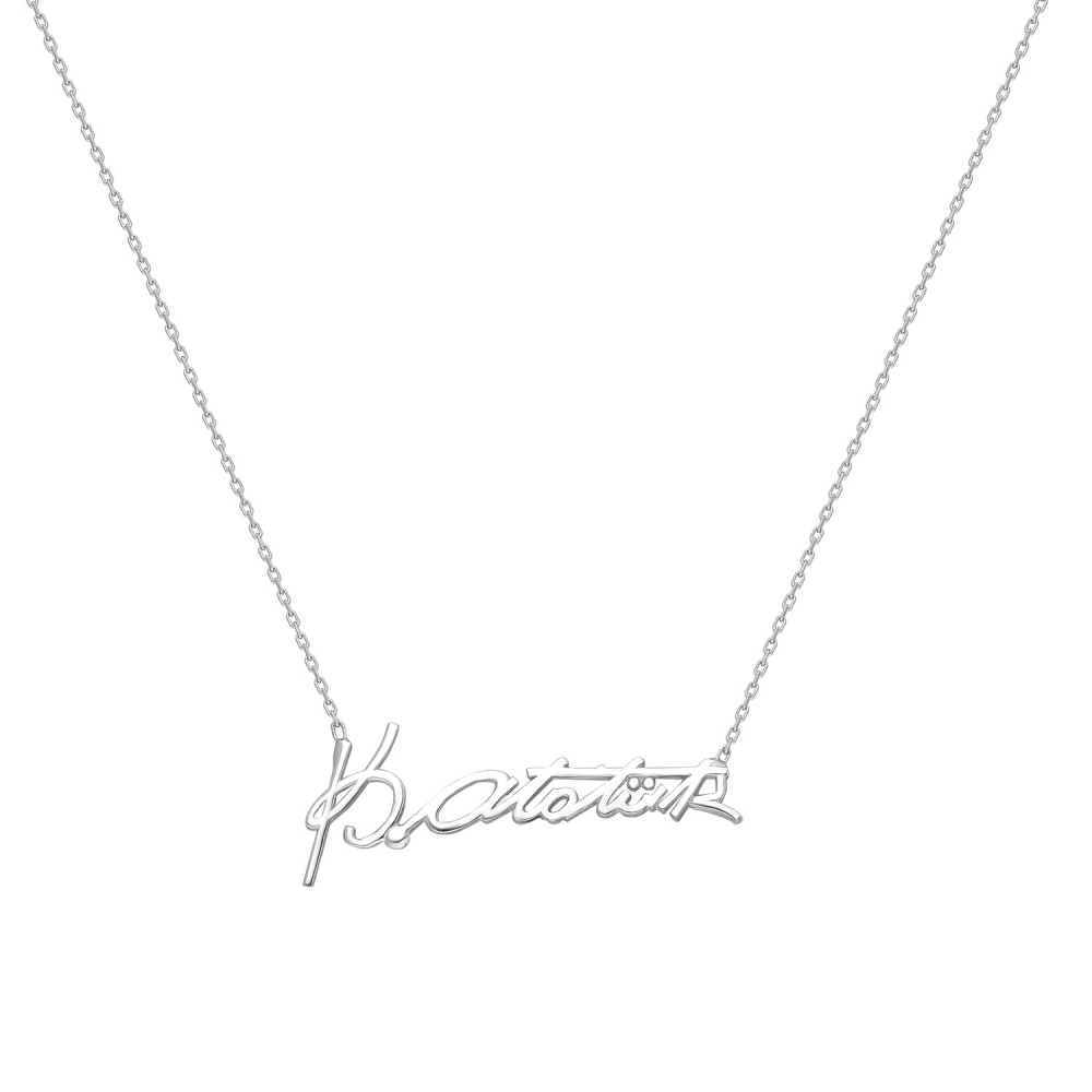 Glorria 925k Sterling Silver Atatürk Signature Necklace