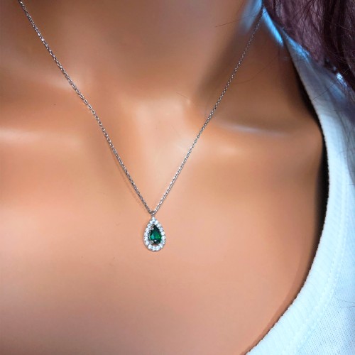 Glorria 925k Sterling Silver Drop Pave Necklace Glorria 925k Sterling Silver Drop Pave Necklace