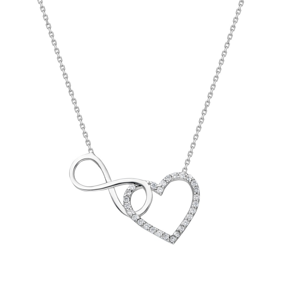 Glorria 925k Sterling Silver Heart Infinity Necklace