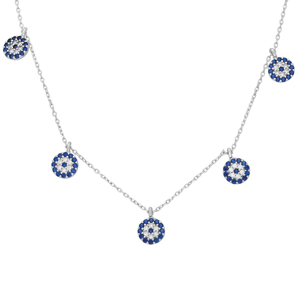 Glorria 925k Sterling Silver Evil Eye Necklace, Earrings, Flower Gift Set