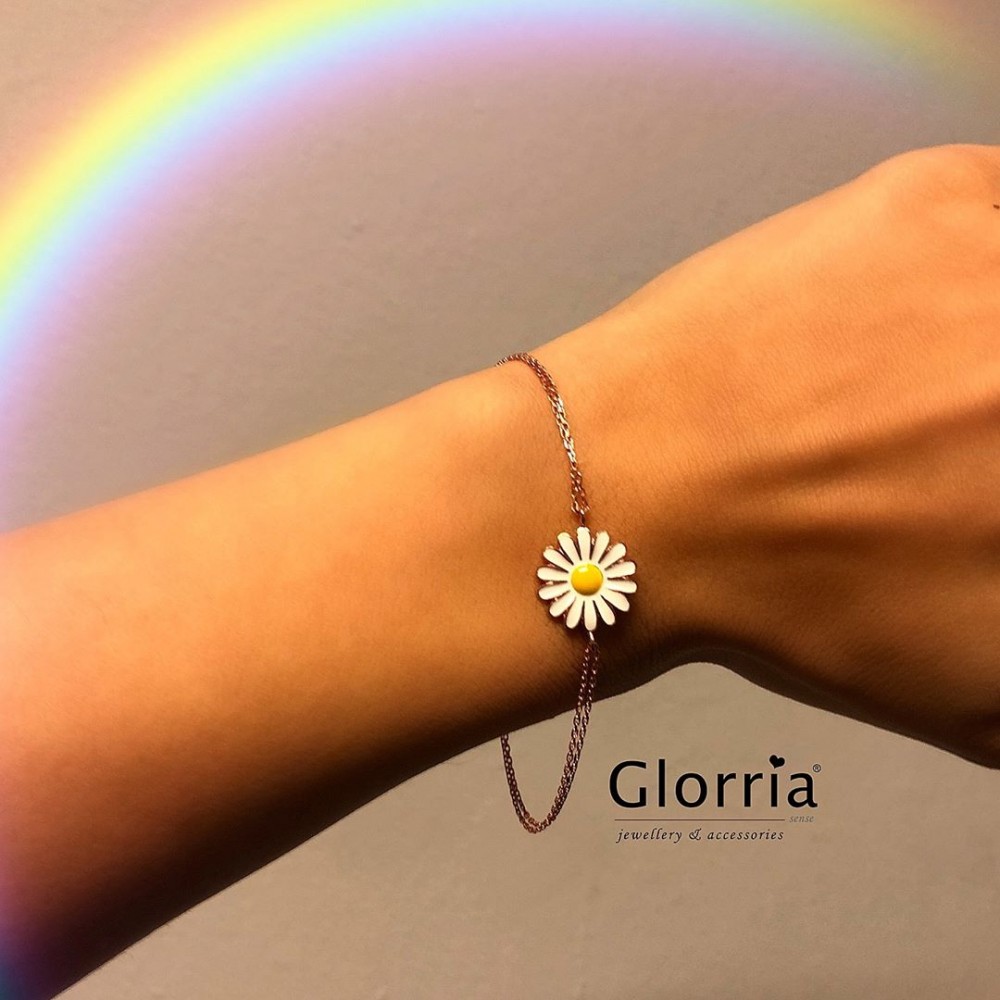 Glorria 925k Sterling Silver Daisy Bracelet