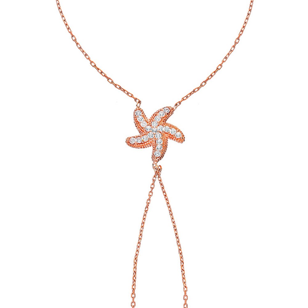 Glorria 925k Sterling Silver Rose Starfish Shahmaran