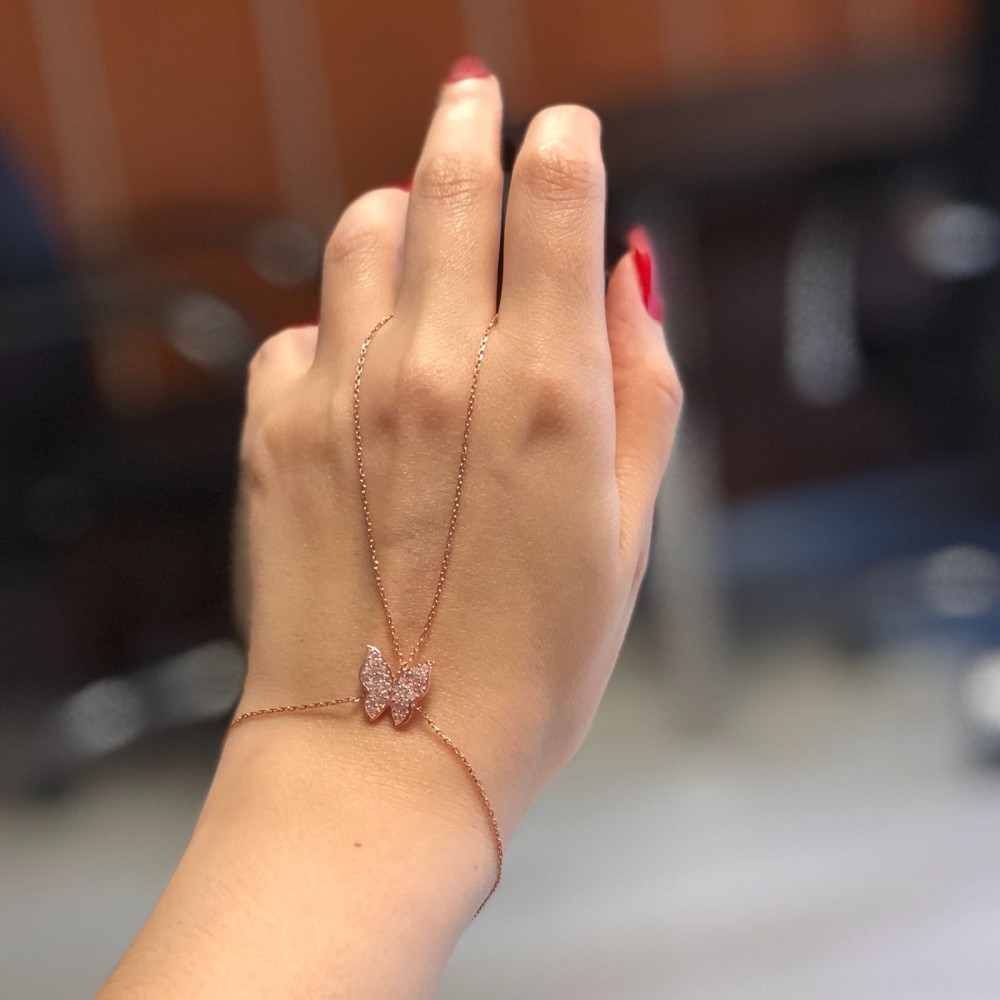 Glorria 925k Sterling Silver Rose Butterfly Shahmaran Glorria 925k Sterling Silver Rose Butterfly Shahmaran