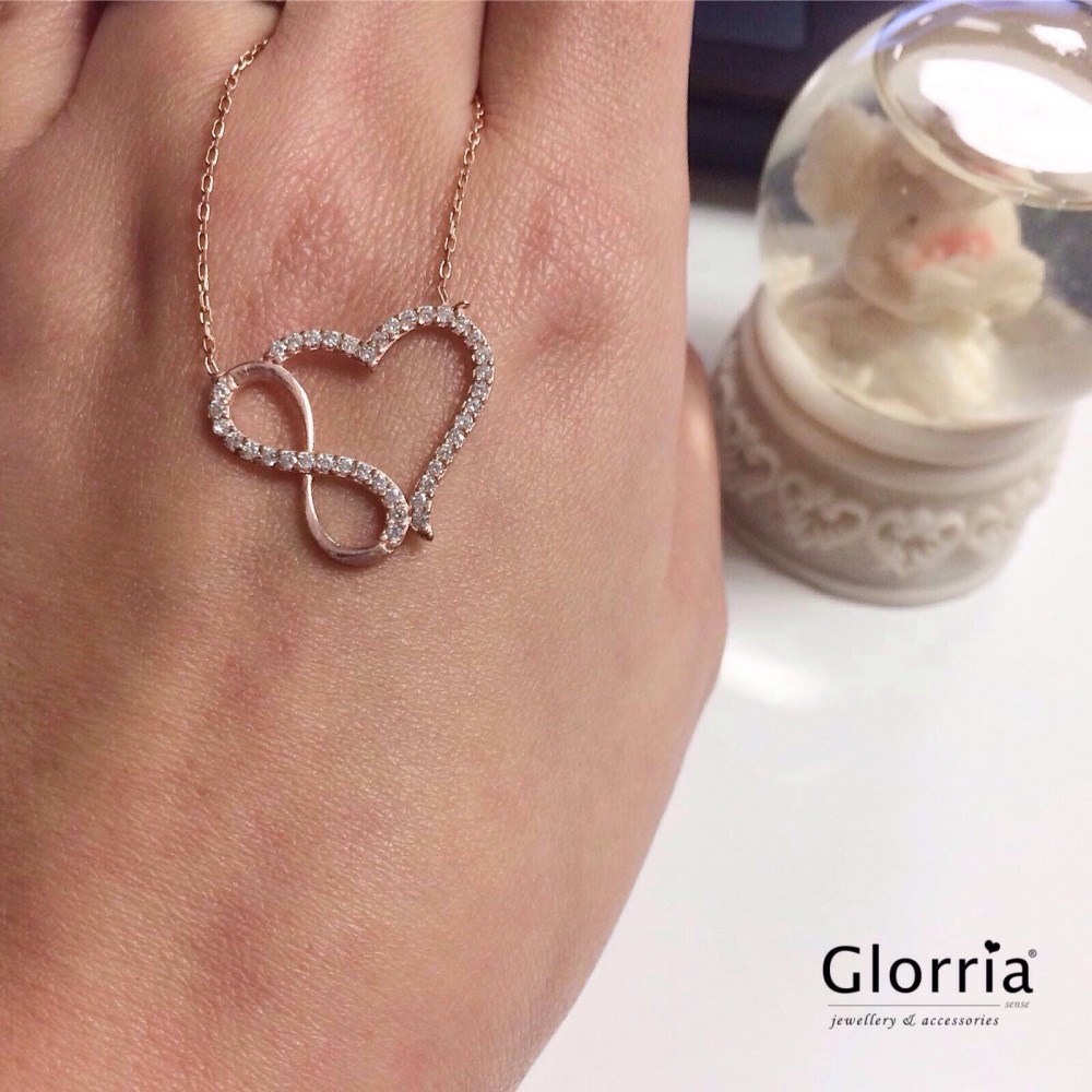 Glorria 925k Sterling Silver Infinity - Heart Necklace
