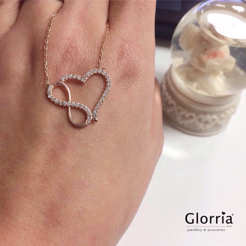 Glorria 925k Sterling Silver Infinity - Heart Necklace Glorria 925k Sterling Silver Infinity - Heart Necklace
