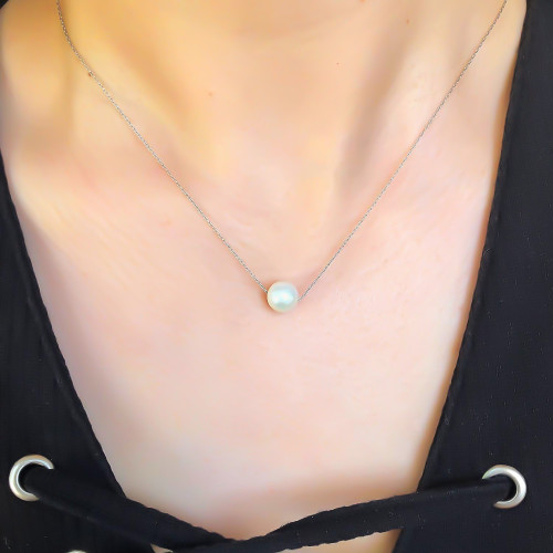 Glorria 925k Sterling Silver Single Pearl Necklace Glorria 925k Sterling Silver Single Pearl Necklace