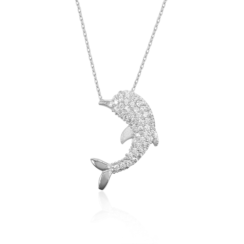 Glorria 925k Sterling Silver Dolphin Necklace