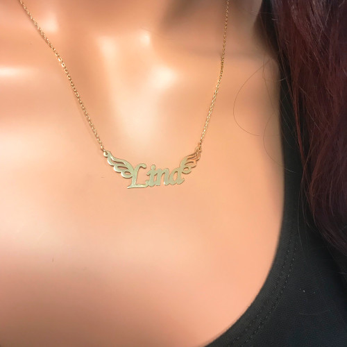 Glorria 925k Sterling Silver Personalized Name Wing Silver Necklace GLR536 Glorria 925k Sterling Silver Personalized Name Wing Silver Necklace GLR536