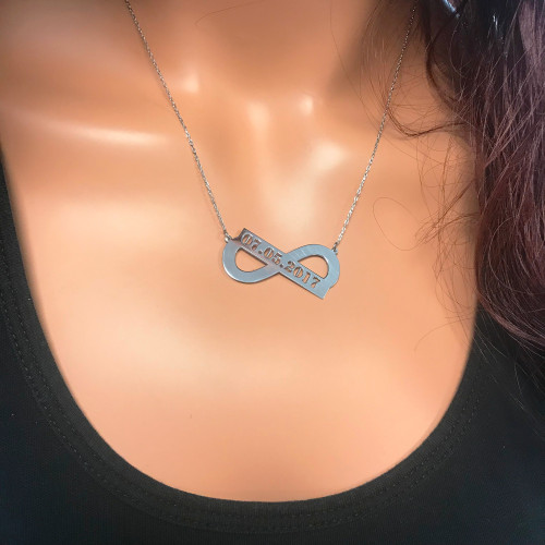 Glorria 925k Sterling Silver Personalized Date Infinity Silver Necklace GLR559 Glorria 925k Sterling Silver Personalized Date Infinity Silver Necklace GLR559