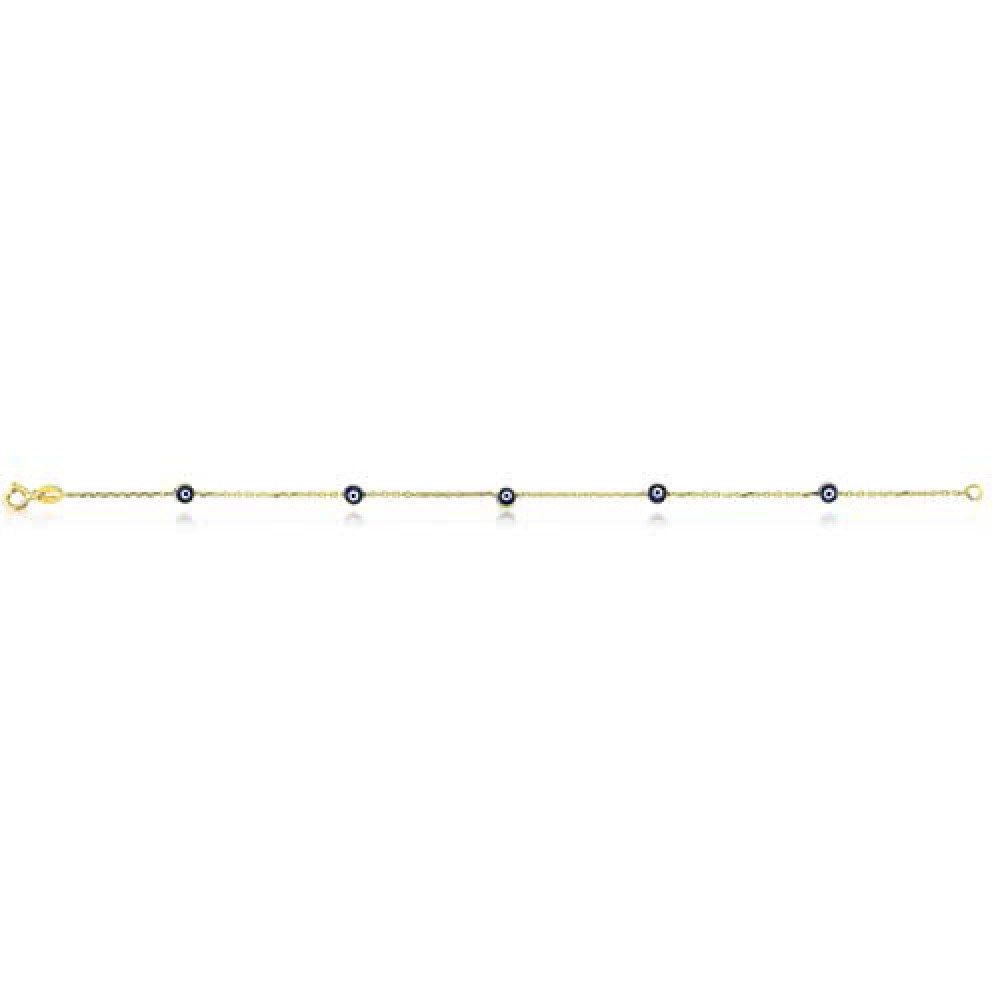 Glorria 14k Solid Gold Evil Bead Bracelet