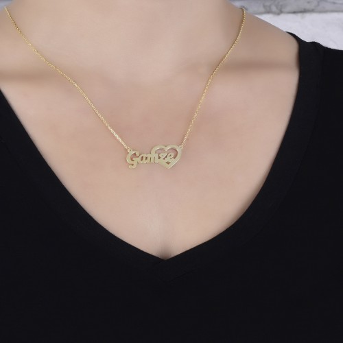 Glorria 925k Sterling Silver Personalized Name Heart Silver Necklace GLR534 Glorria 925k Sterling Silver Personalized Name Heart Silver Necklace GLR534