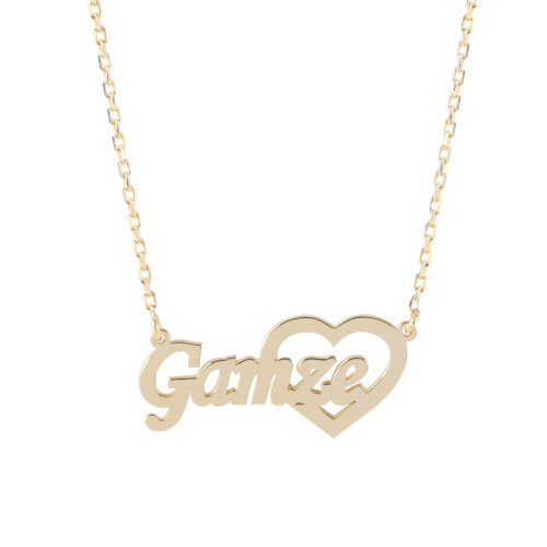 Glorria 925k Sterling Silver Personalized Name Heart Silver Necklace GLR534 Glorria 925k Sterling Silver Personalized Name Heart Silver Necklace GLR534