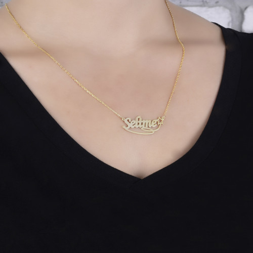 Glorria 925k Sterling Silver Personalized Name Star Silver Necklace GLR527 Glorria 925k Sterling Silver Personalized Name Star Silver Necklace GLR527