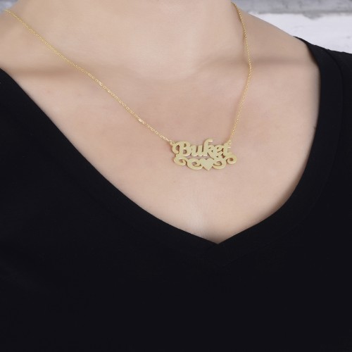 Glorria 925k Sterling Silver Personalized Name Heart Silver Necklace GLR532 Glorria 925k Sterling Silver Personalized Name Heart Silver Necklace GLR532