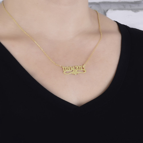 Glorria 925k Sterling Silver Personalized Date Silver Necklace GLR538 Glorria 925k Sterling Silver Personalized Date Silver Necklace GLR538