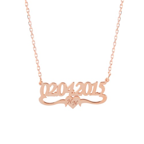 Glorria 925k Sterling Silver Personalized Date Silver Necklace GLR538