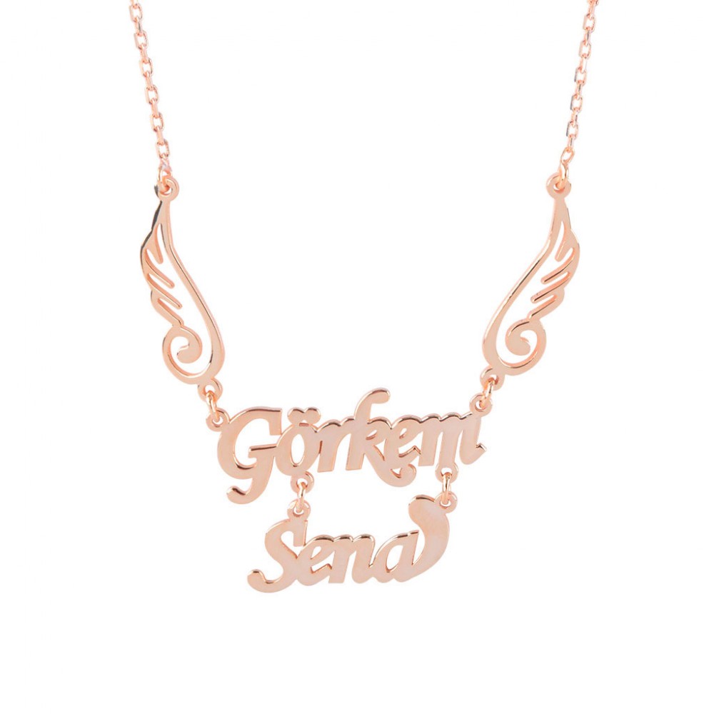 Glorria 925k Sterling Silver Personalized 2 Name Silver Necklace GLR629
