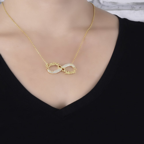 Glorria 925k Sterling Silver Personalized Name Infinity Silver Necklace GLR549 Glorria 925k Sterling Silver Personalized Name Infinity Silver Necklace GLR549
