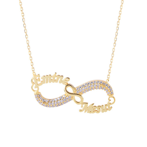 Glorria 925k Sterling Silver Personalized Name Infinity Silver Necklace GLR549