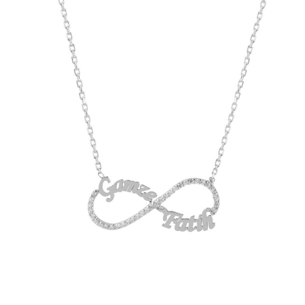 Glorria 925k Sterling Silver Personalized Name Infinity Silver Necklace GLR552