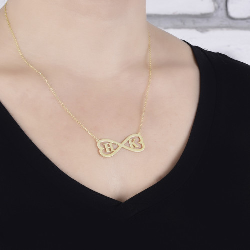 Glorria 925k Sterling Silver Personalized Letter Infinity Silver Necklace GLR567 Glorria 925k Sterling Silver Personalized Letter Infinity Silver Necklace GLR567
