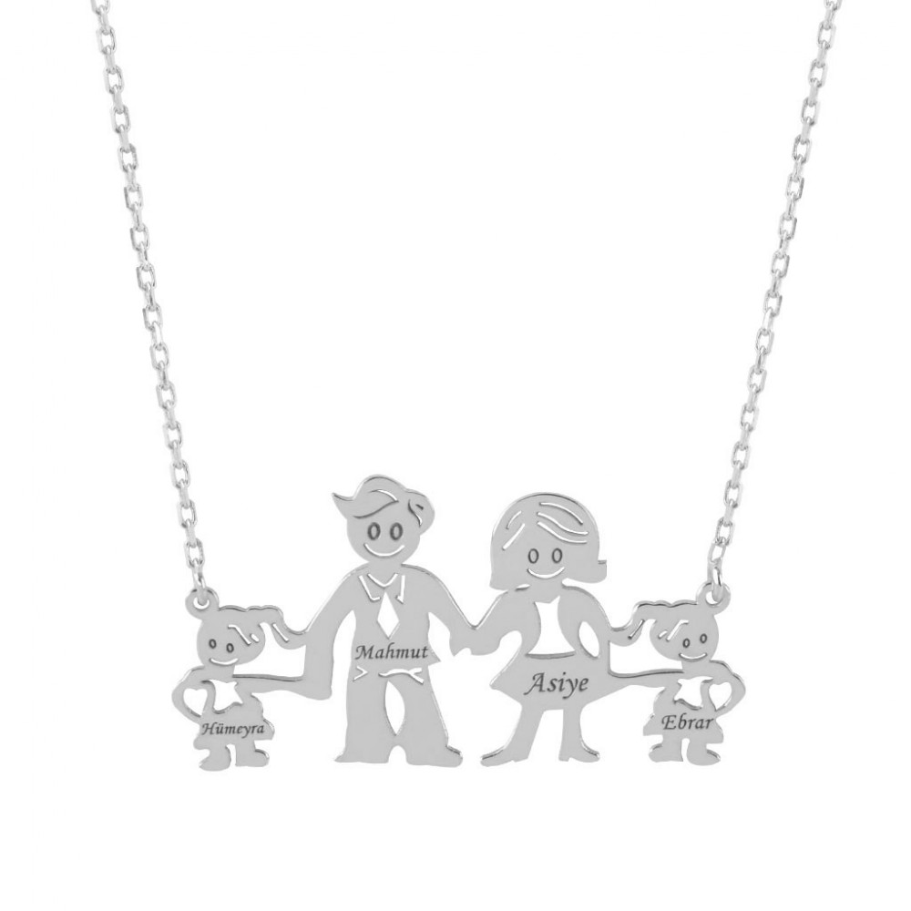 Glorria 925k Sterling Silver Personalized Name Family Silver Necklace GLR708