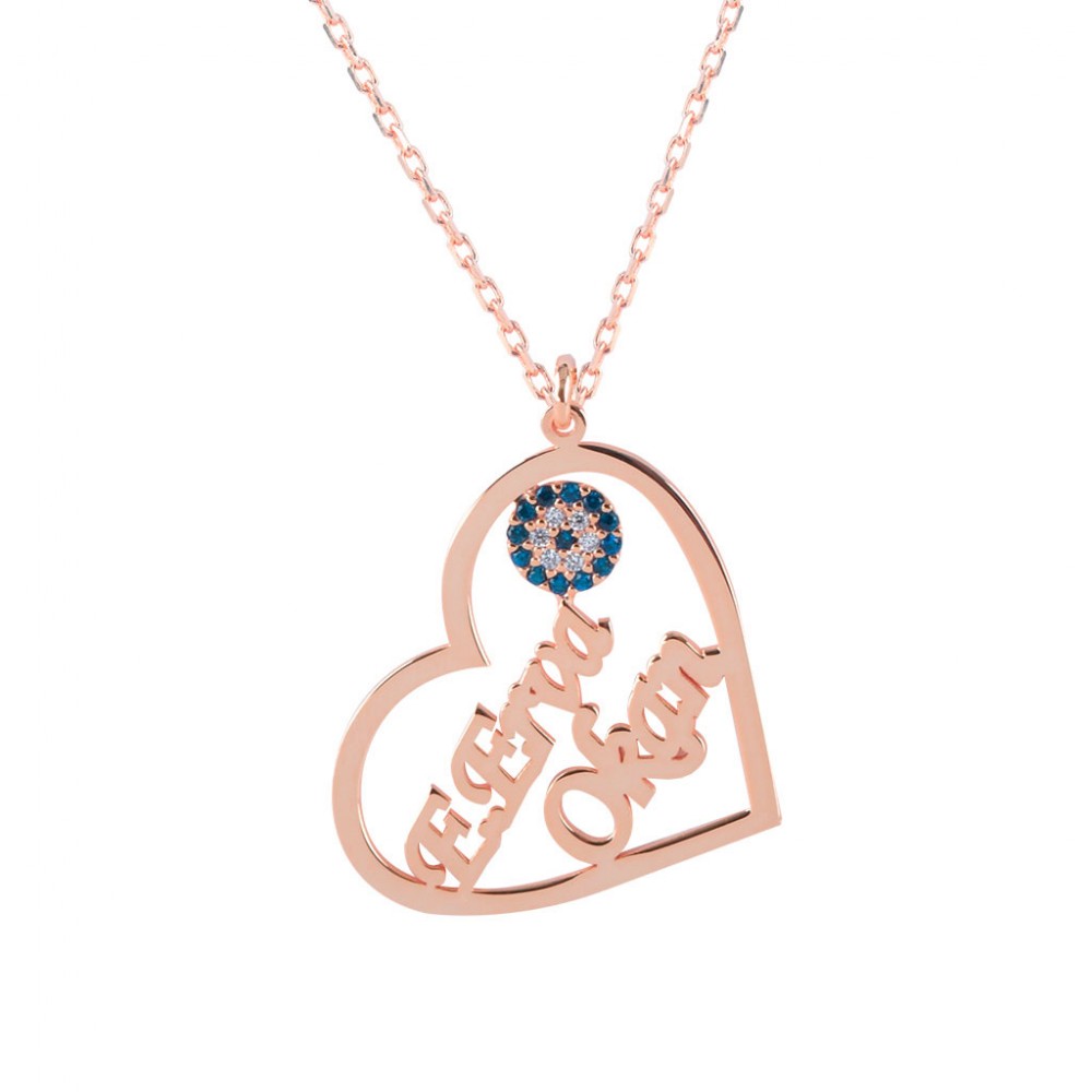 Glorria 925k Sterling Silver Personalized Name Heart Silver Necklace GLR613