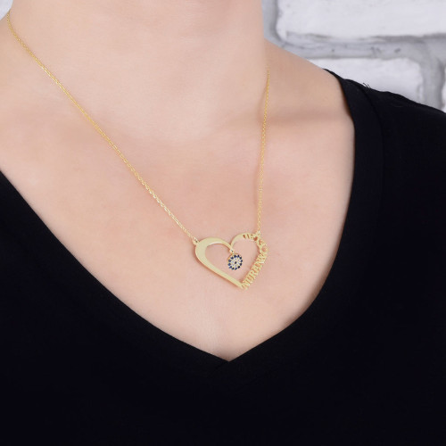 Glorria 925k Sterling Silver Personalized Name Heart Silver Necklace GLR607 Glorria 925k Sterling Silver Personalized Name Heart Silver Necklace GLR607