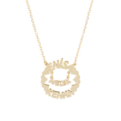 Glorria 925k Sterling Silver Personalized 3 Name Silver Necklace GLR614