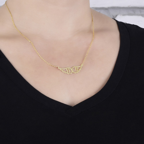 Glorria 925k Sterling Silver Personalized Letter Wing Silver Necklace GLR633 Glorria 925k Sterling Silver Personalized Letter Wing Silver Necklace GLR633