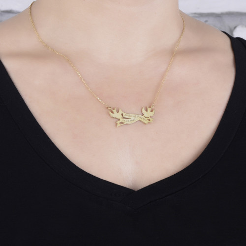 Glorria 925k Sterling Silver Personalized Name SwallowSilver Necklace GLR624 Glorria 925k Sterling Silver Personalized Name SwallowSilver Necklace GLR624