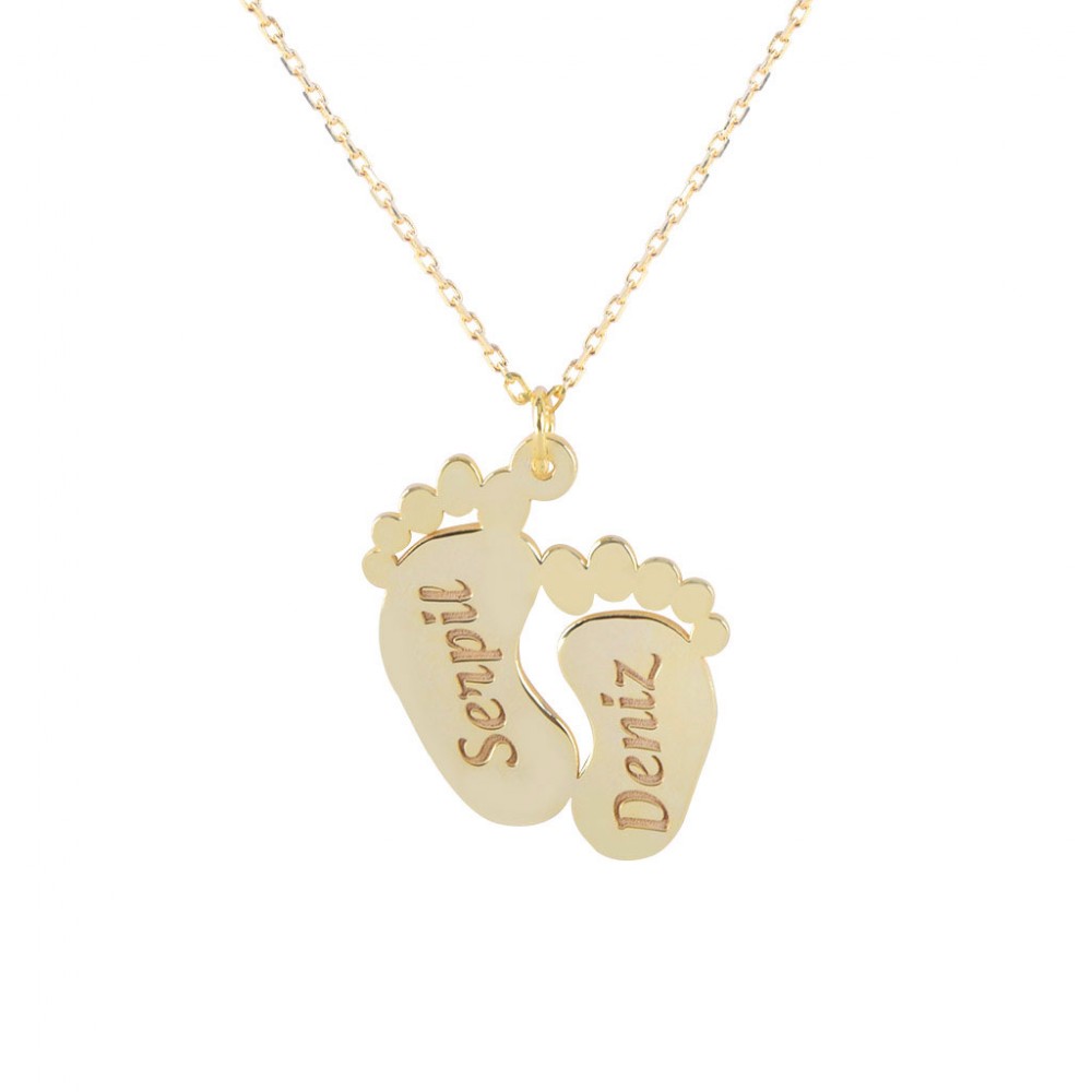 Glorria 925k Sterling Silver Personalized Name Footprint Silver Necklace GLR696
