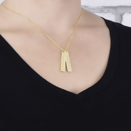 Glorria 925k Sterling Silver Personalized 2 Name Silver Necklace GLR671 Glorria 925k Sterling Silver Personalized 2 Name Silver Necklace GLR671