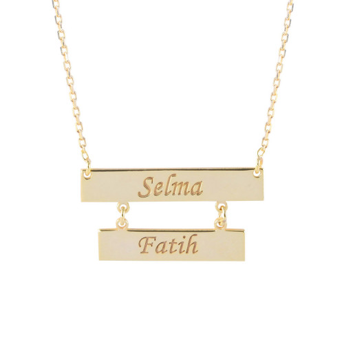 Glorria 925k Sterling Silver Personalized 2 Name Silver Necklace GLR669