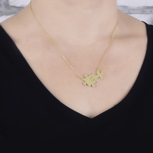 Glorria 925k Sterling Silver Personalized Name Puzzle Silver Necklace GLR615 Glorria 925k Sterling Silver Personalized Name Puzzle Silver Necklace GLR615