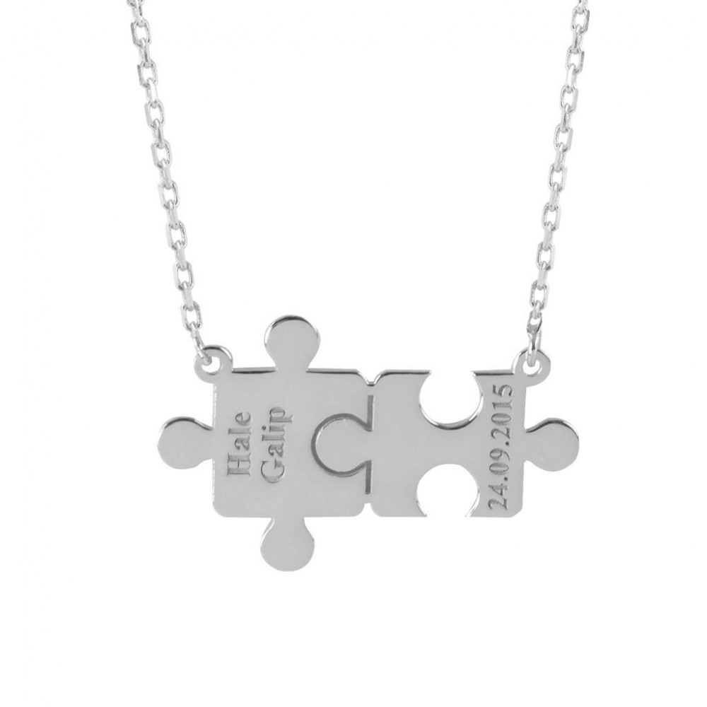 Glorria 925k Sterling Silver Personalized Name Puzzle Silver Necklace GLR615