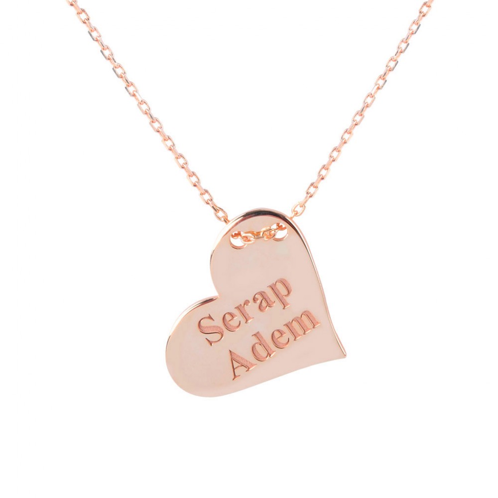 Glorria 925k Sterling Silver Personalized Name Heart Silver Necklace GLR598