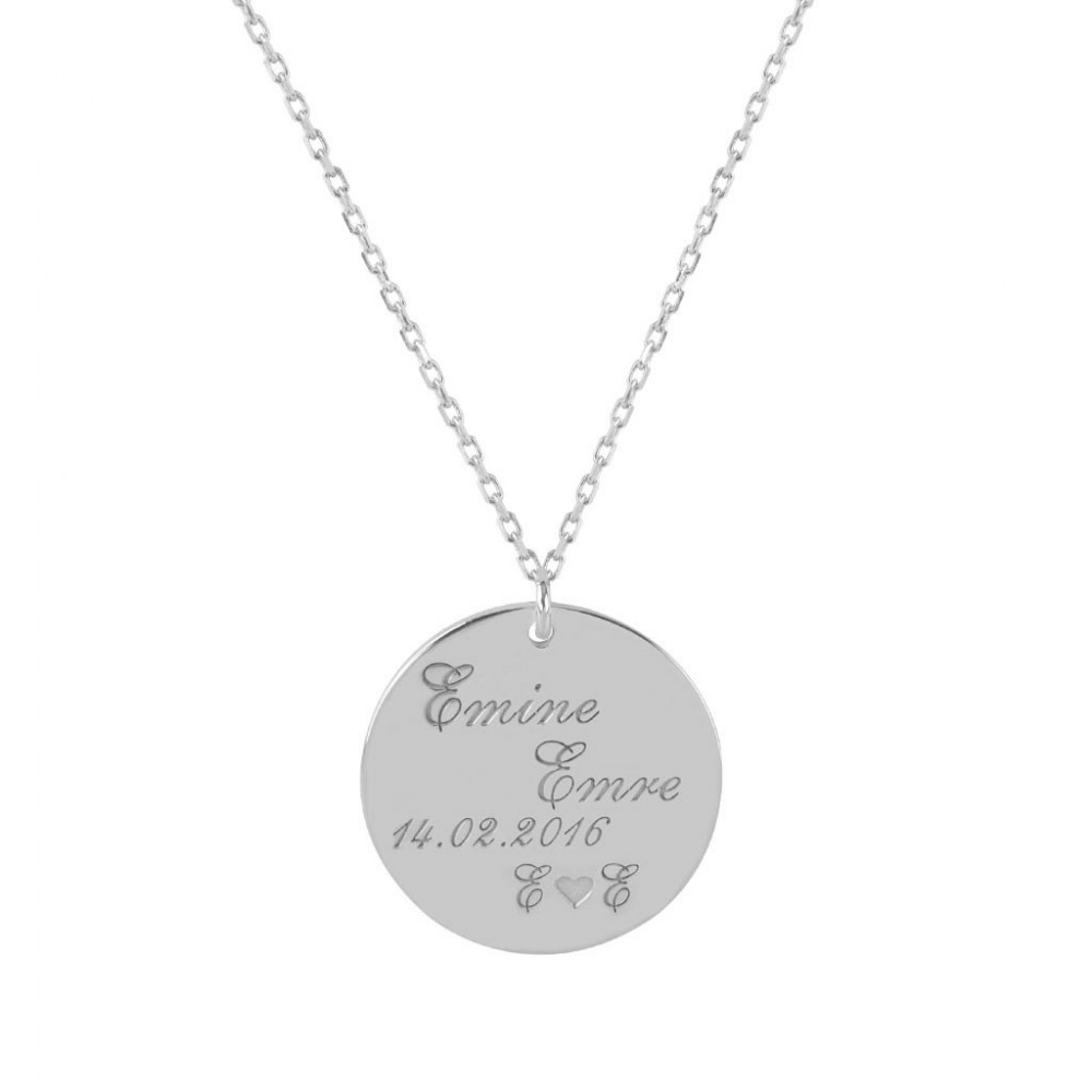 Glorria 925k Sterling Silver Personalized Name Plate Silver Necklace GLR683