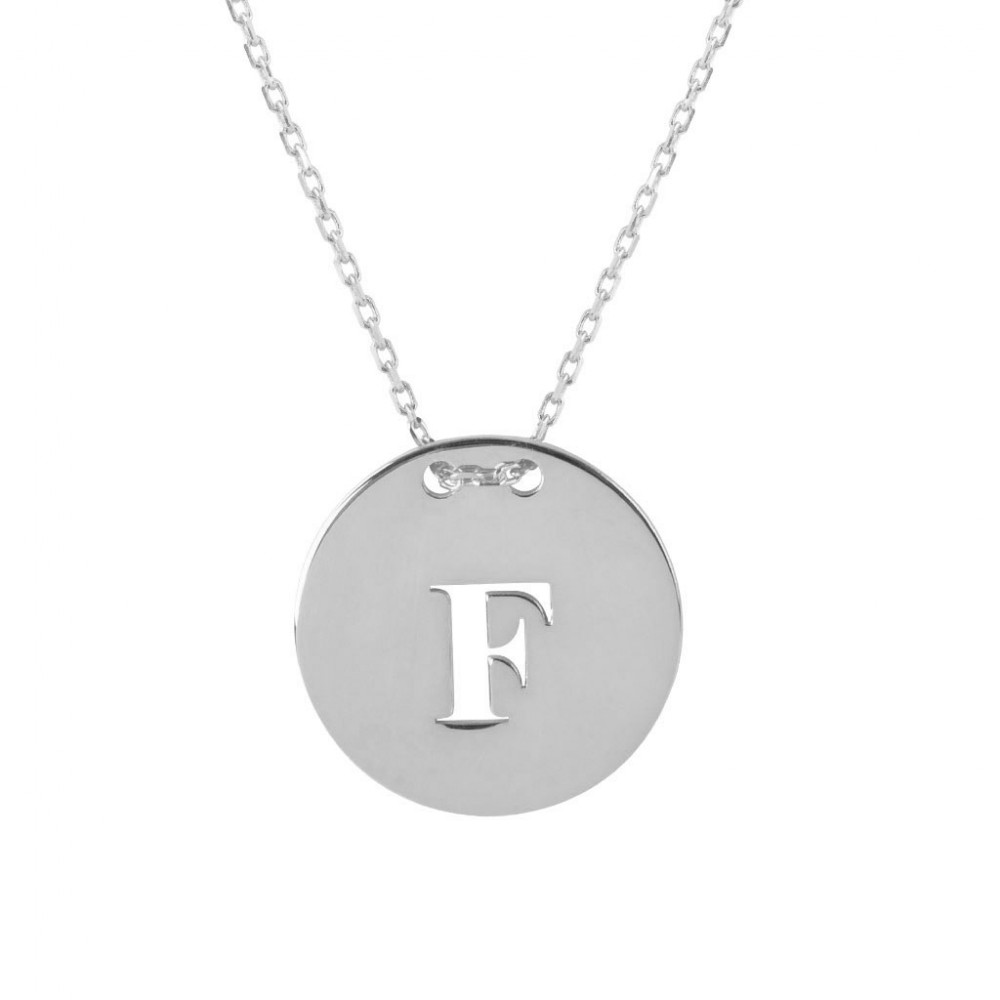 Glorria 925k Sterling Silver Personalized Letter Plate Silver Necklace GLR677