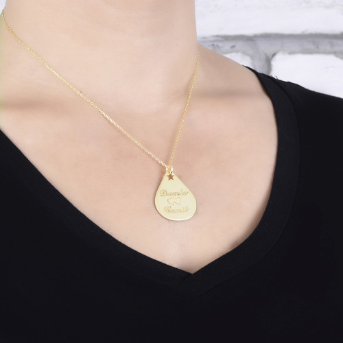 Glorria 925k Sterling Silver Personalized Name Drop Plate Silver Necklace GLR646 Glorria 925k Sterling Silver Personalized Name Drop Plate Silver Necklace GLR646