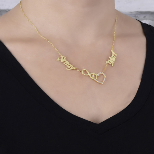 Glorria 925k Sterling Silver Personalized Name Heart Infinity Silver Necklace GLR713 Glorria 925k Sterling Silver Personalized Name Heart Infinity Silver Necklace GLR713