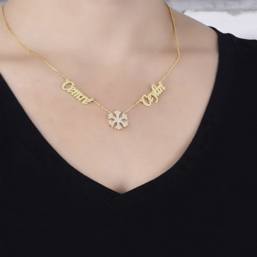 Glorria 925k Sterling Silver Personalized Name Snowflake Silver Necklace GLR727 Glorria 925k Sterling Silver Personalized Name Snowflake Silver Necklace GLR727