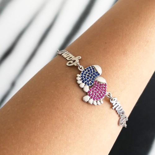 Glorria 925k Sterling Silver Personalized Name Footprint Silver Bracelet GLR778 Glorria 925k Sterling Silver Personalized Name Footprint Silver Bracelet GLR778