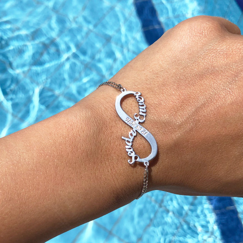 Glorria 925k Sterling Silver Personalized Name Infinity Silver Bracelet GLR773 Glorria 925k Sterling Silver Personalized Name Infinity Silver Bracelet GLR773