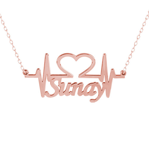Glorria 925k Sterling Silver Personalized Name Heart Silver Necklace Glorria 925k Sterling Silver Personalized Name Heart Silver Necklace