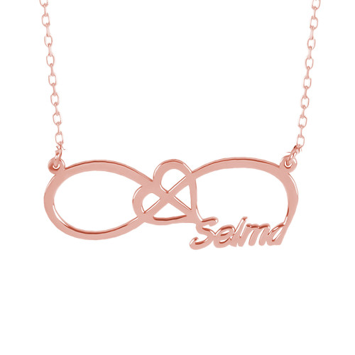 Glorria 925k Sterling Silver Personalized Name Heart Infinity Silver Necklace Glorria 925k Sterling Silver Personalized Name Heart Infinity Silver Necklace