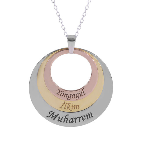 Glorria 925k Sterling Silver Personalized 3 Name Silver Necklace Glorria 925k Sterling Silver Personalized 3 Name Silver Necklace