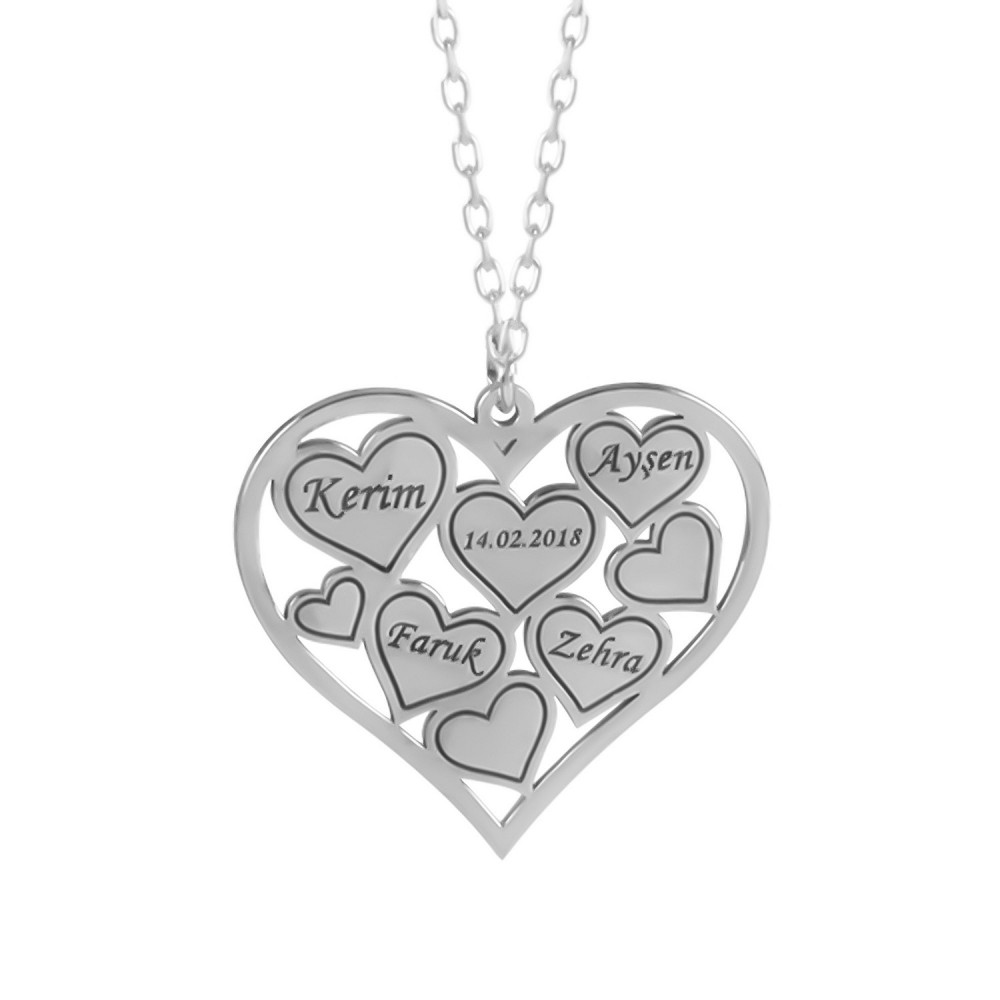 Glorria 925k Sterling Silver Personalized Name Heart Silver Necklace